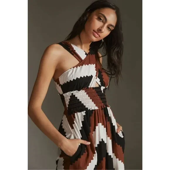 New Plenty Printed Halter Maxi Dress Size Medium